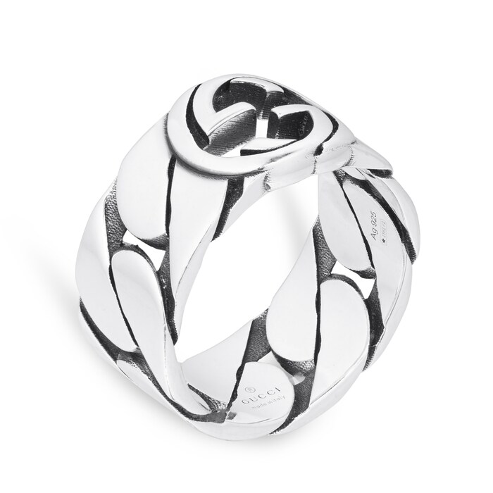 Gucci Gucci Interlocking G Sterling Silver 10mm Ring - Ring Size O