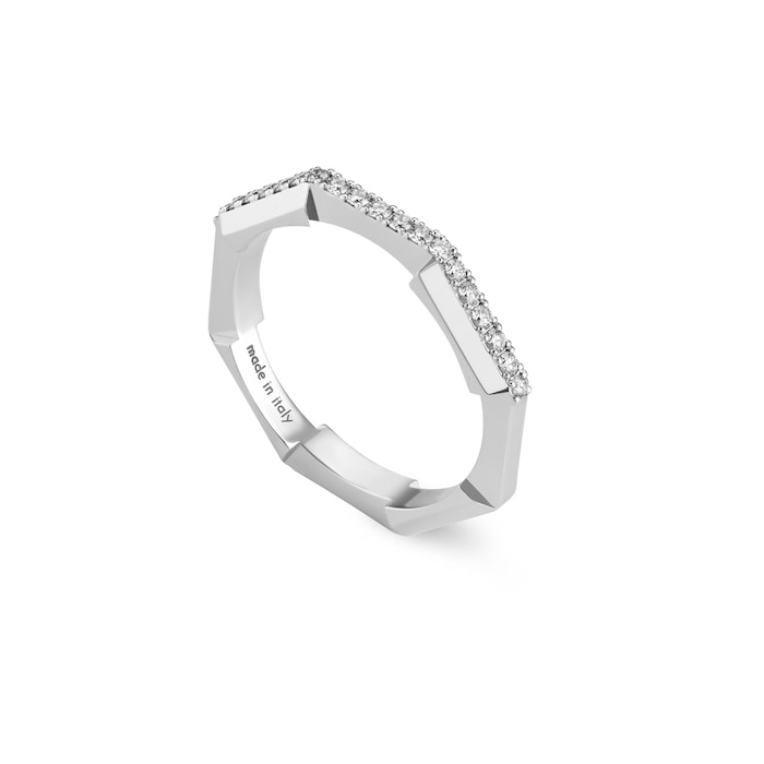 Gucci Gucci Link to Love 18ct White Gold 3mm 0.17cttw Diamond Pave Ring