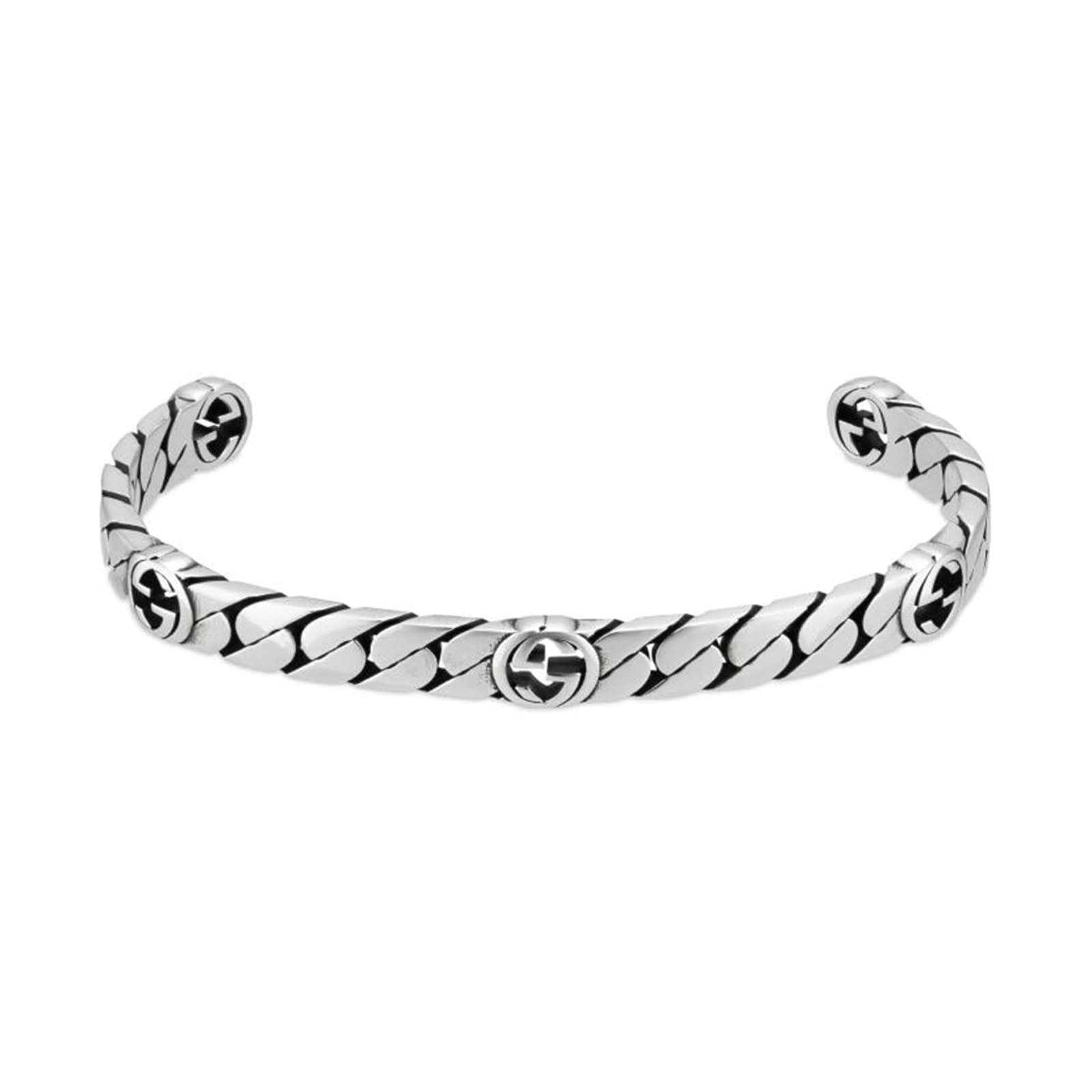 Gucci Gucci Interlocking Sterling Silver Cuff Bracelet - 19cm