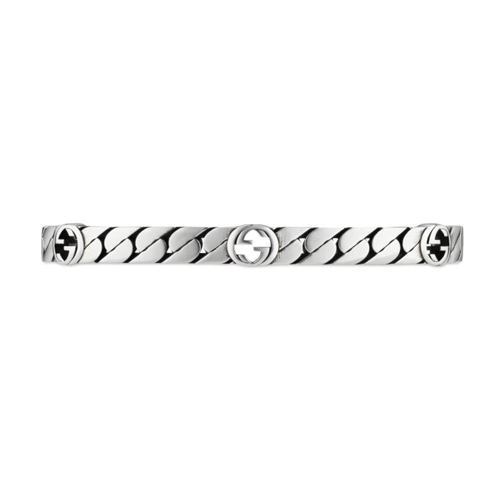 Gucci Gucci Interlocking Sterling Silver Cuff Bracelet - 19cm