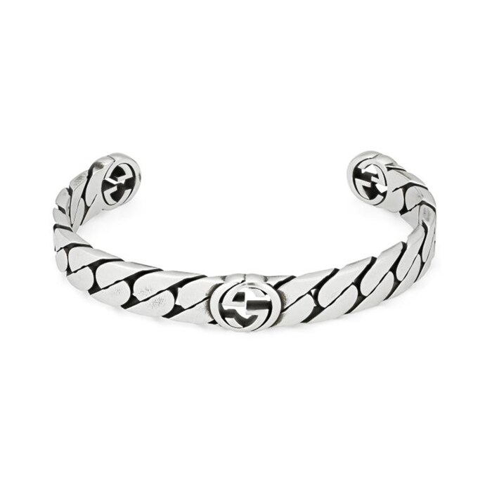 Gucci Silver Wide Interlocking G  20cm Cuff Bracelet