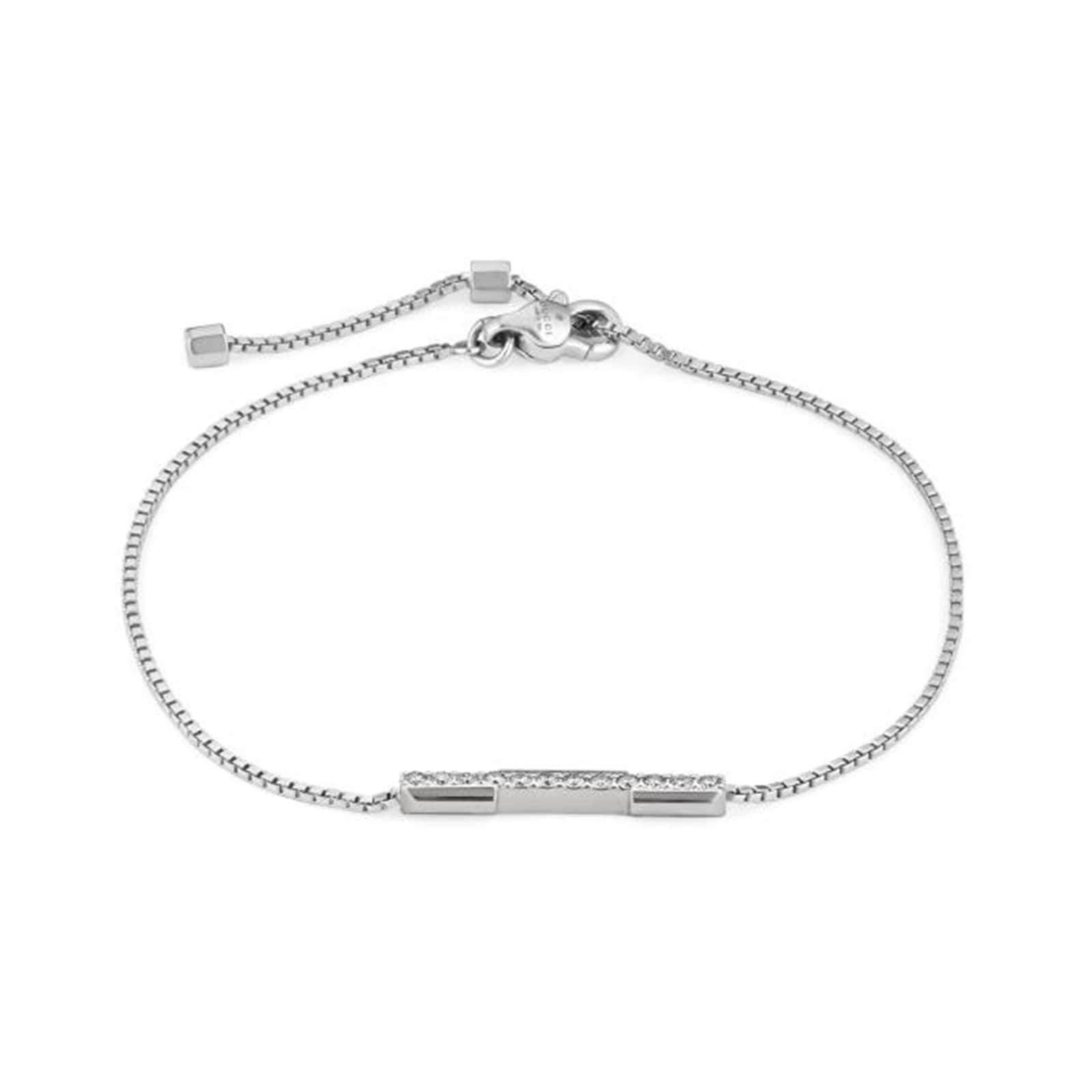 Gucci 18k White Gold Gucci Link to Love 0.14cttw Diamond Bracelet 16cm