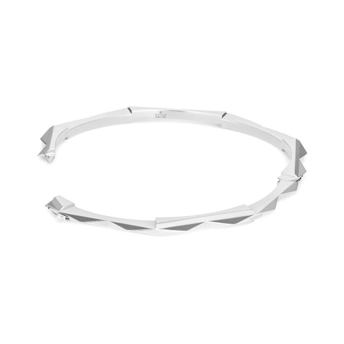 Gucci 18ct White Gold Gucci Link to Love Studded Bangle