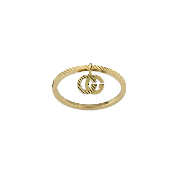 Gucci 18k Yellow Gold GG Running Charm Ring Size 5.75