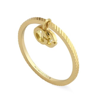 Gucci 18k Yellow Gold GG Running Charm Ring Size 6.5