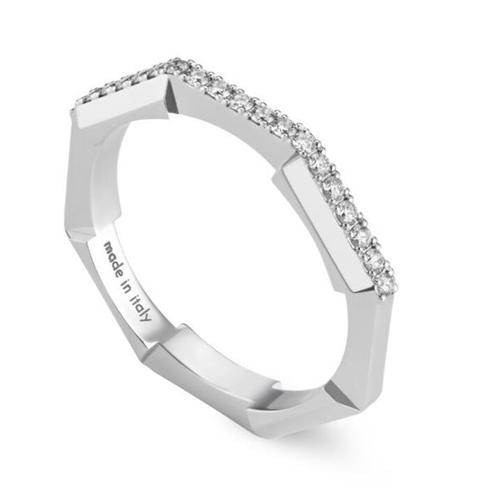 Gucci 18ct White Gold Gucci Gucci Link to Love Diamond Ring Size 6.5