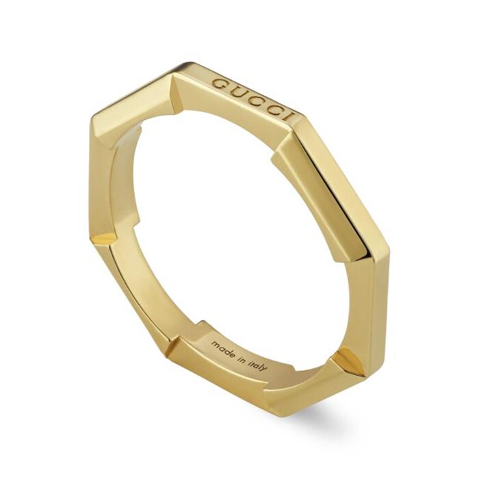 Gucci 18k Yellow Gold Gucci Link to Love Mirrored Ring Size 5.75