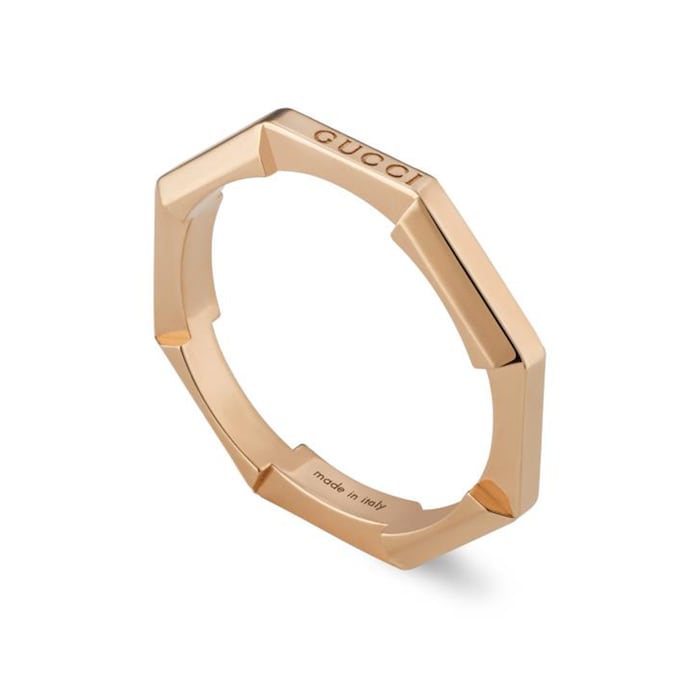Gucci Gucci Link to Love 18ct Rose Gold Mirrored Ring Size 6.5
