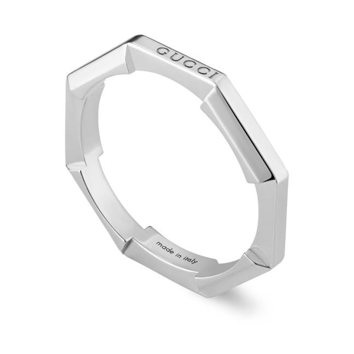 Gucci 18ct White Gold Gucci Link to Love Mirrored Ring Size 6.5