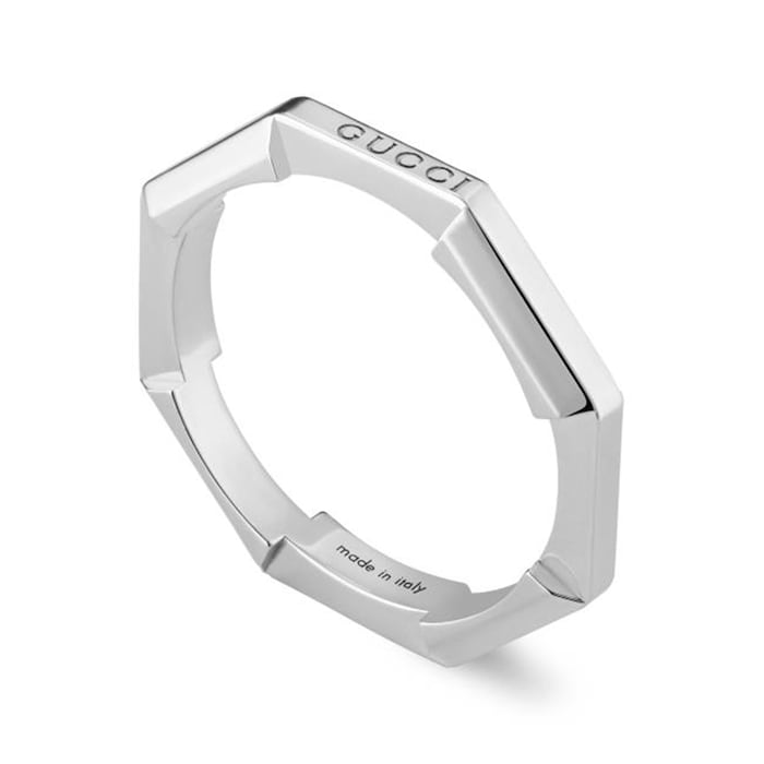 Gucci 18ct White Gold Gucci Link to Love Mirrored Ring Size 7.25