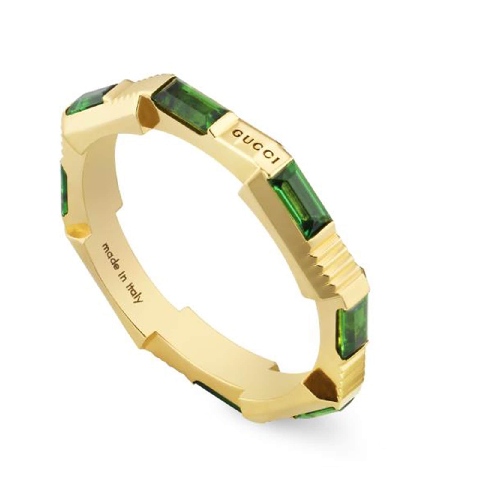 Gucci 18k Yellow Gold Gucci Link to Love Tourmaline Band Size 6.5