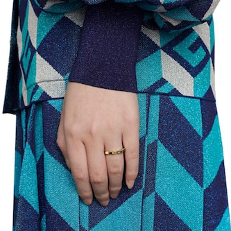 Gucci 18k Yellow Gold Gucci Link to Love Tourmaline Band Size 6.5