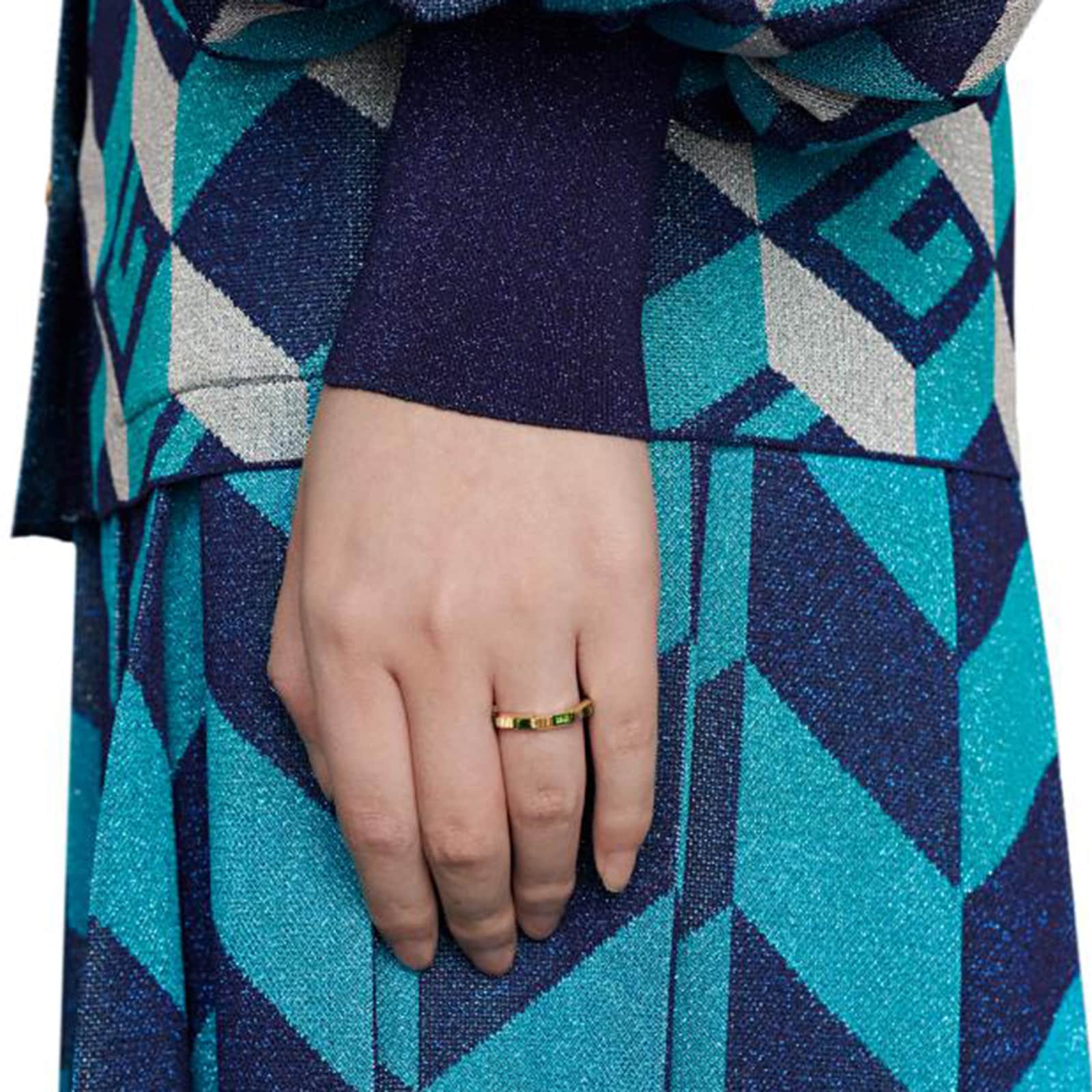 Gucci 18k Yellow Gold Gucci Link to Love Tourmaline Band Size 6.5