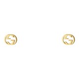 Gucci 18k Yellow Gold Interlocking G Stud Earrings