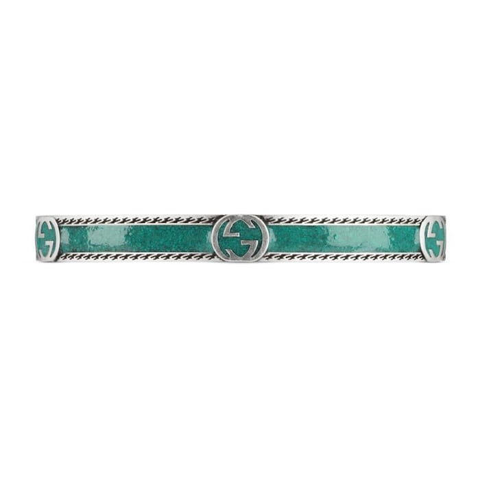 Gucci Gucci Interlocking Sterling Silver and Turquoise Bracelet