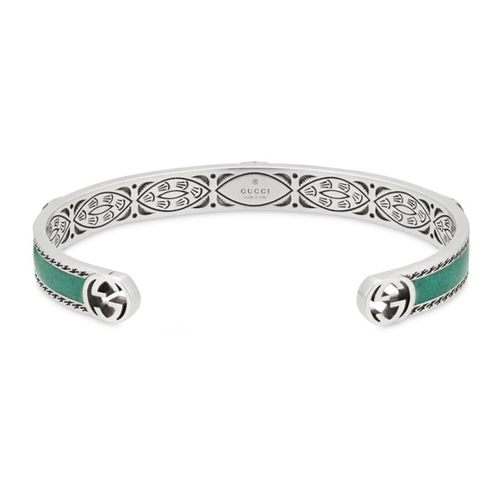 Gucci Sterling Silver and Torquoise Interlocking G Bracelet