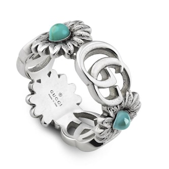 Gucci Sterling Silver GG Marmont Turquoise Ring Size 5.75 Gucci Sterling Silver GG Marmont Turquoise Ring Size 5.75
