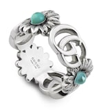 Gucci Silver GG Marmont Turquoise Ring Size 6.5