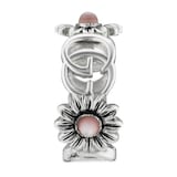 Gucci Silver GG Marmont Pink Mother Of Pearl Floral Ring Size 6