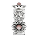 Gucci Silver GG Marmont Pink Mother Of Pearl Floral Ring Size 6.5