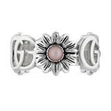 Gucci Silver GG Marmont Pink Mother Of Pearl Floral Ring Size 7.25