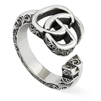 Gucci Sterling Silver GG Marmont Key Ring Size 6.5