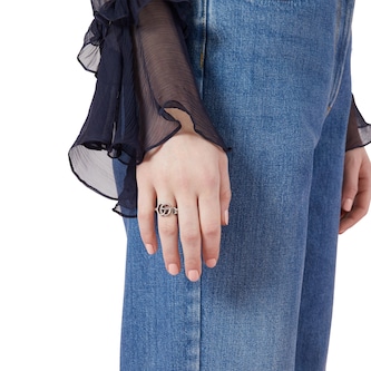 Gucci Sterling Silver GG Marmont Key Ring Size 6.5