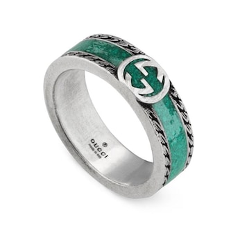 Gucci Gucci Interlocking Sterling Silver and Turquoise Ring Size 7.25 Gucci Gucci Interlocking Sterling Silver and Turquoise Ring Size 7.25