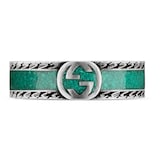 Gucci Interlocking G Silver and Turquoise Ring Size 7.25