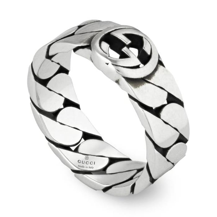 Gucci Sterling Silver Ring with Interlocking G Size 7.25