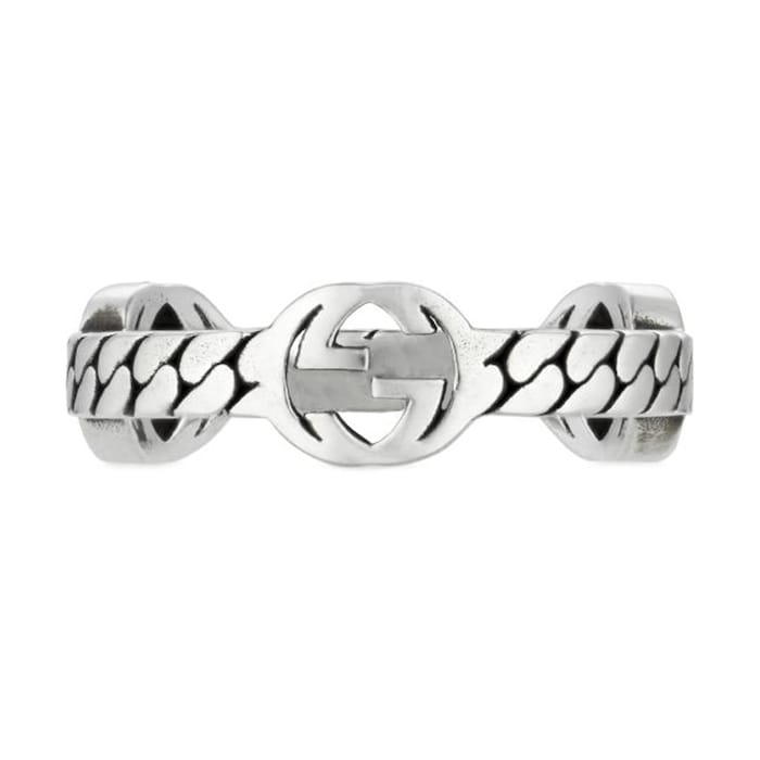 Gucci Silver Interlocking G Ring Size 6.5