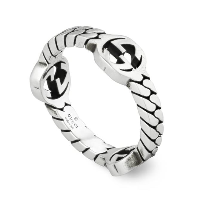 Gucci Sterling Silver Interlocking G Ring Size 8