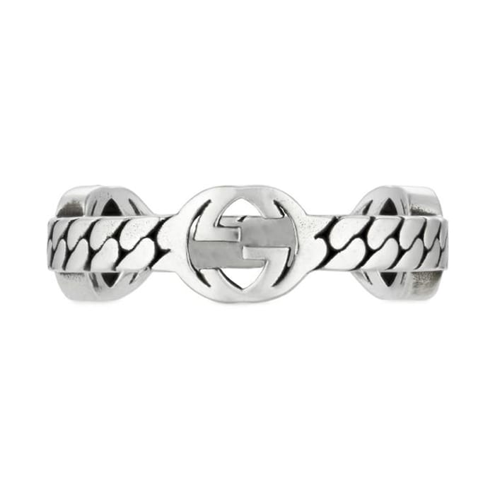 Gucci Sterling Silver Interlocking G Ring Size 8