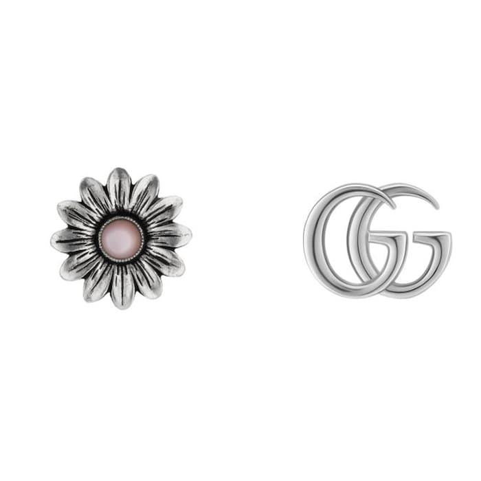Gucci Sterling Silver GG Marmont Mother of Pearl Floral Stud Earrings  YBD52734400200U | Mayors