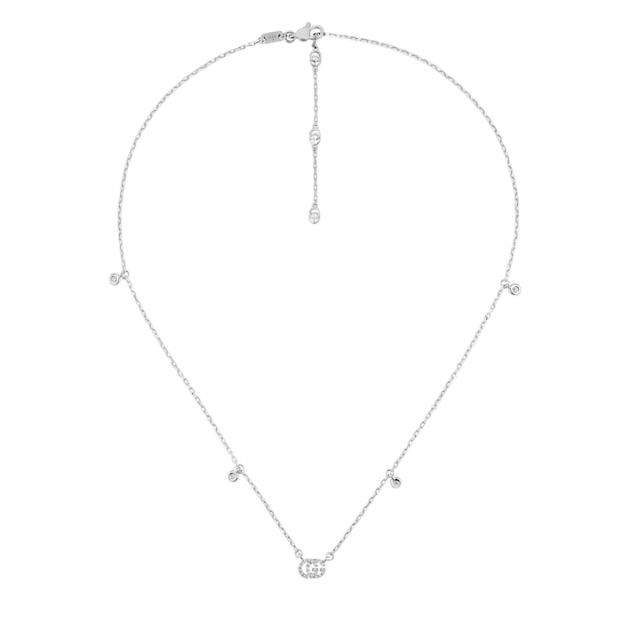 Gucci GG Running 18K White Gold Diamond Necklace