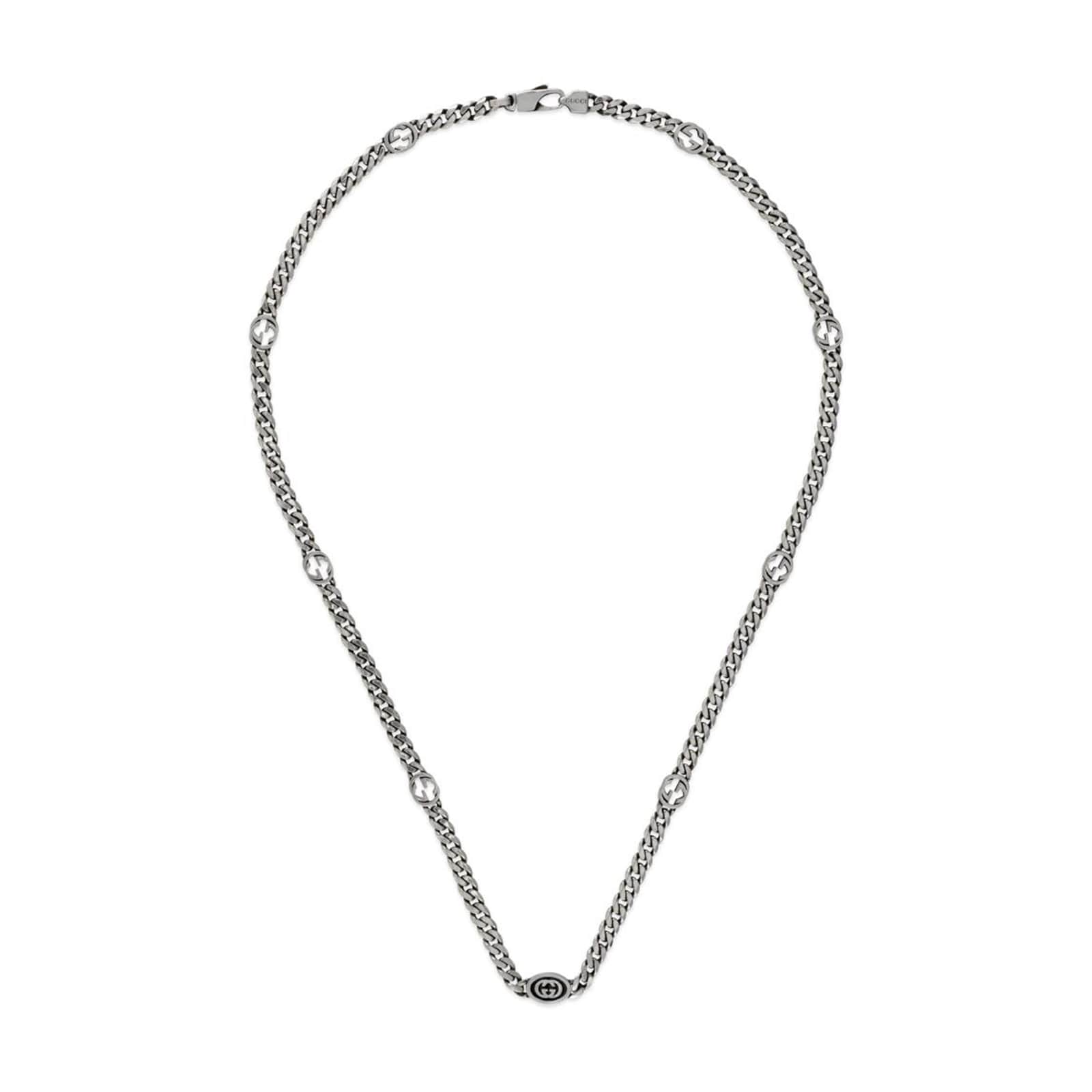 Gucci Gucci Interlocking Sterling Silver & Black Enamel Sterling Necklace Gucci Gucci Interlocking Sterling Silver & Black Enamel Sterling Necklace