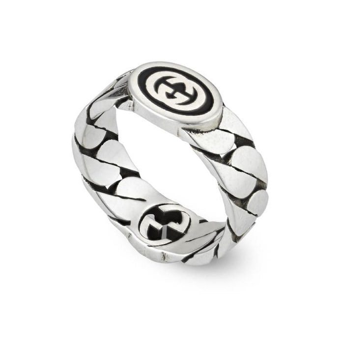 Gucci Silver Interlocking G Shiny Ring