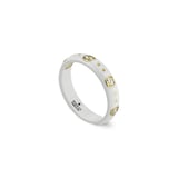 Gucci 18ct Yellow Gold Icon White Zirconia 4mm Ring - Ring Size K