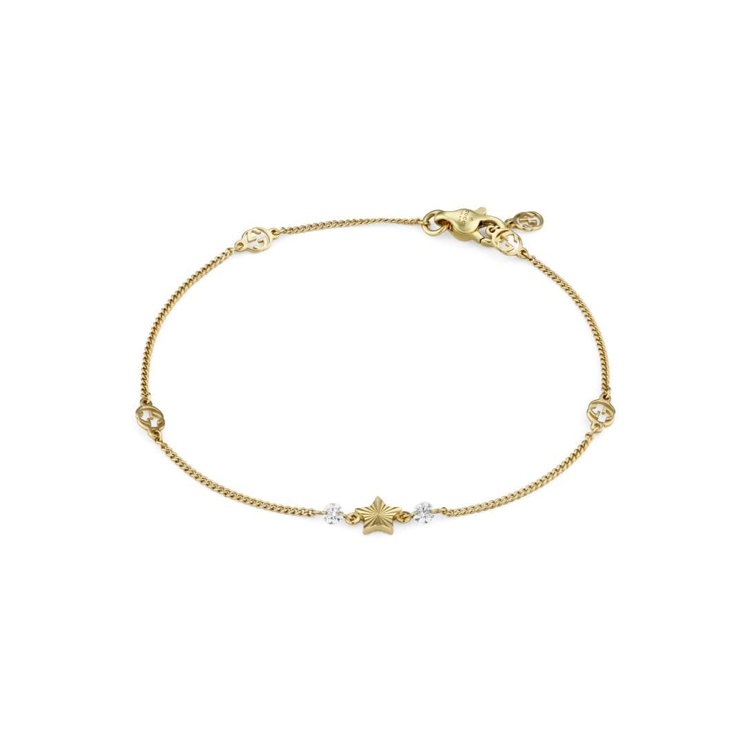 Gucci Gucci Interlocking 18ct Yellow Gold 0.12ct Diamond Star Bracelet