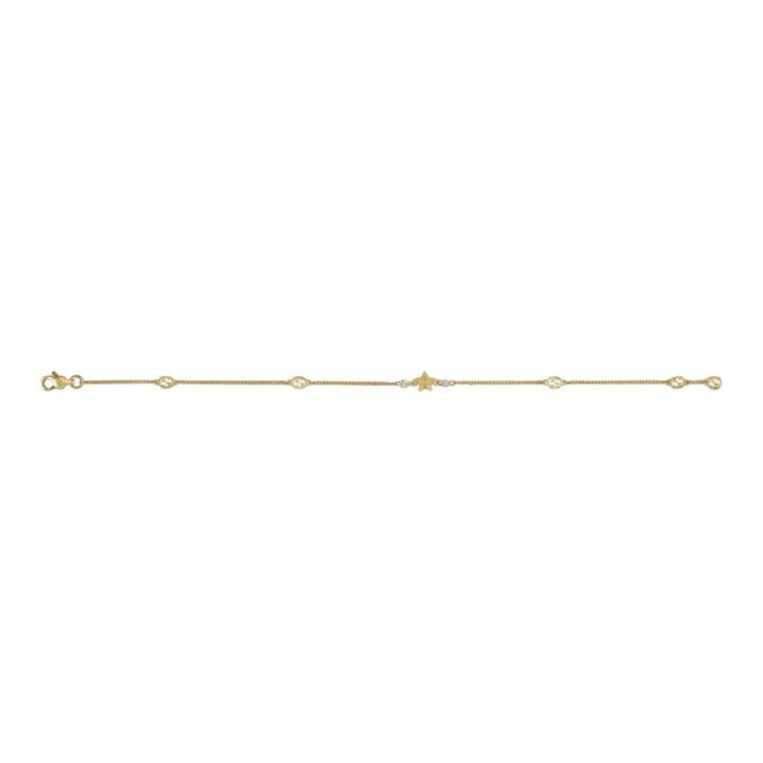 Gucci 18ct Yellow Gold 0.12ct Diamond Interlocking G Star Bracelet