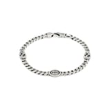 Gucci Gucci Interlocking Sterling Silver & Black Enamel Bracelet - Size Medium