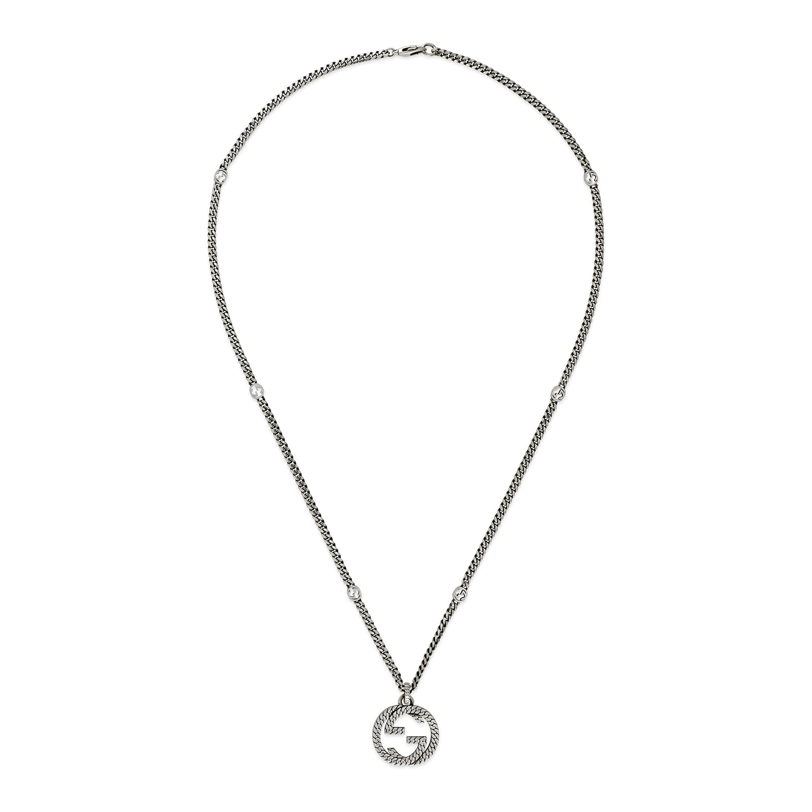 Gucci Gucci Interlocking Sterling Silver Pendant Necklace