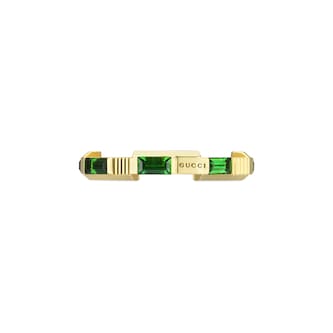 Gucci Gucci Link To Love 18K Yellow Gold Green Tourmaline Ring - Size 5.75