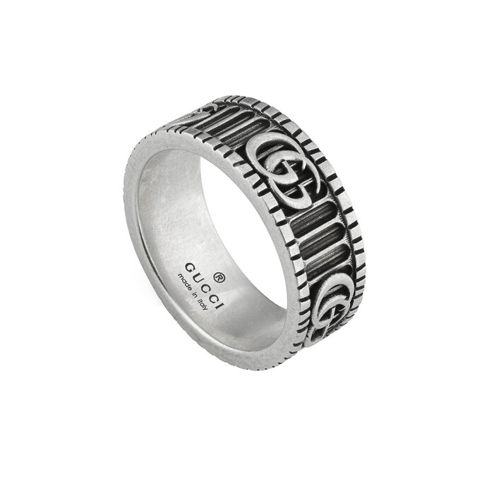 Gucci GG Marmont Sterling Silver Band Ring  - Size 8.25