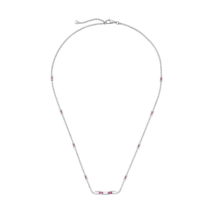 Gucci 18ct White Gold Pink Rubellite Gucci Link to Love Necklace