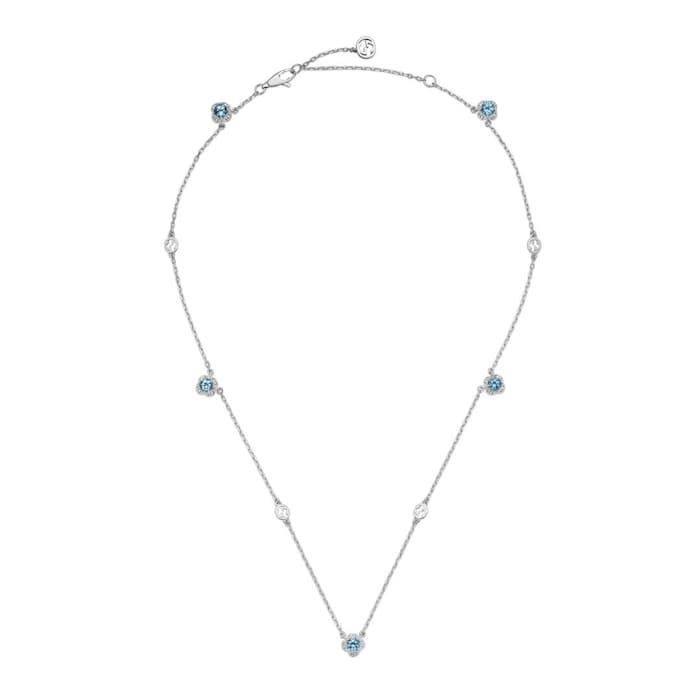 Gucci 18ct White Gold Interlocking G Blue Topaz Necklace