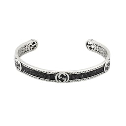 37341508 - Gucci Interlocking Sterling Silver & Black Enamel Cuff Bracelet