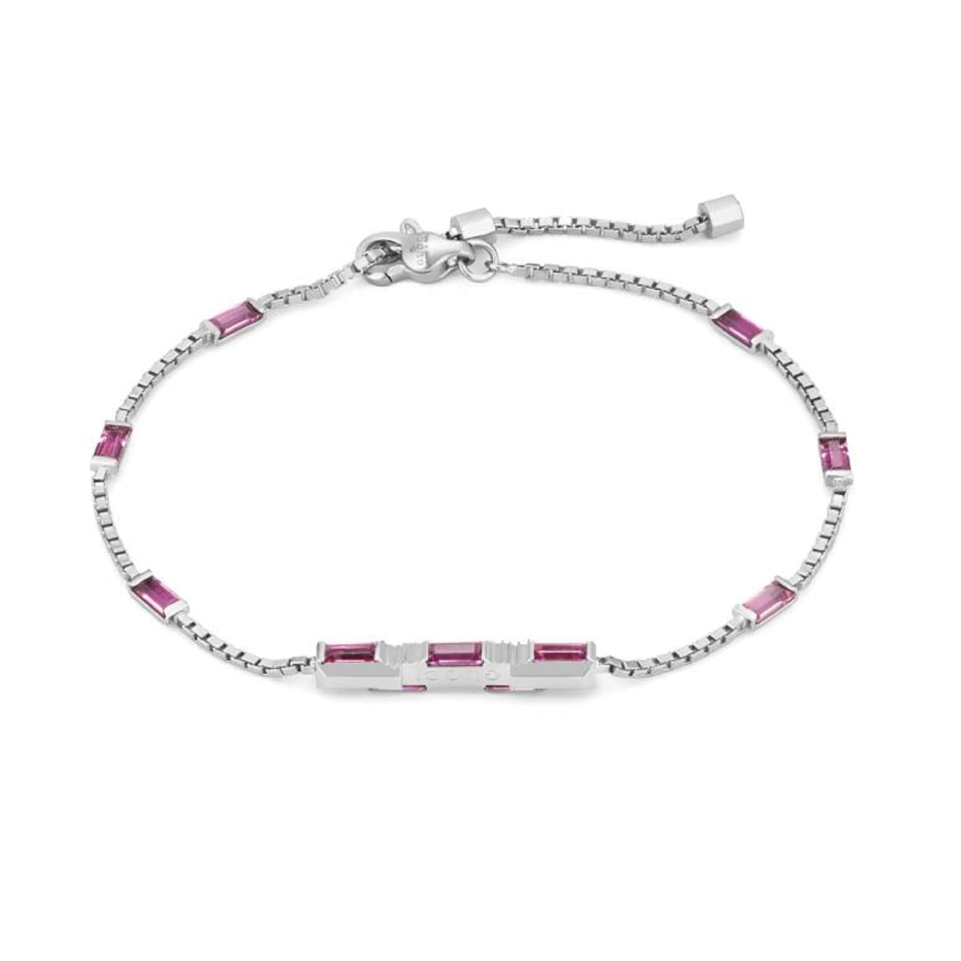 Gucci 18ct White Gold Pink Rubellite Gucci Link to Love Bracelet