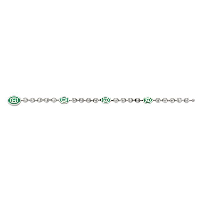 Gucci Silver & Green Enamel Boule Bracelet