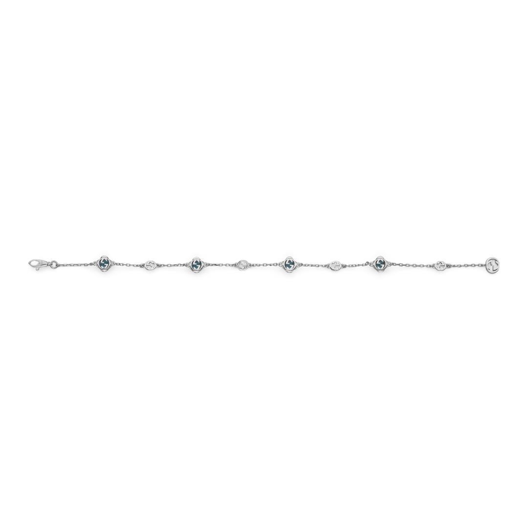 Gucci 18ct White Gold Blue Topaz Interlocking G Bracelet